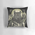 A gothic-inspired werewolf pillow with a dark and spooky design.
