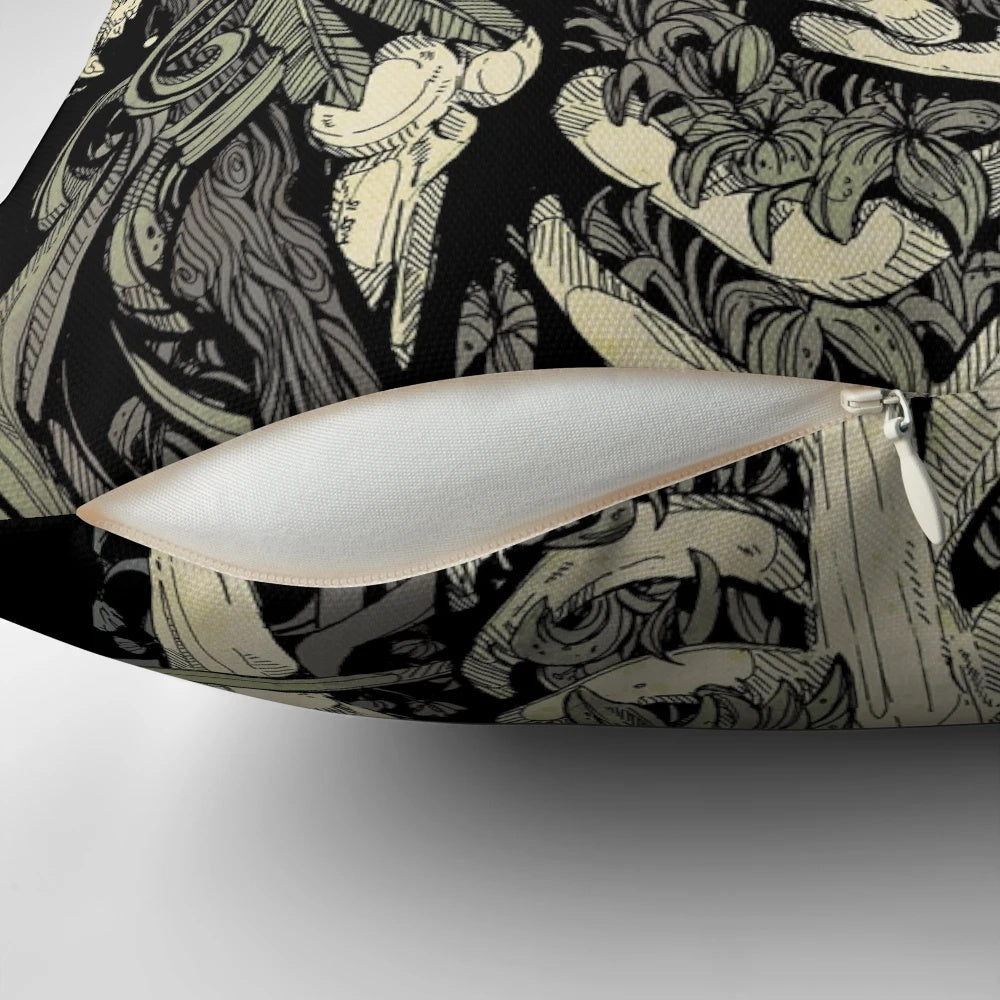 A gothic-inspired werewolf pillow with a dark and spooky design.