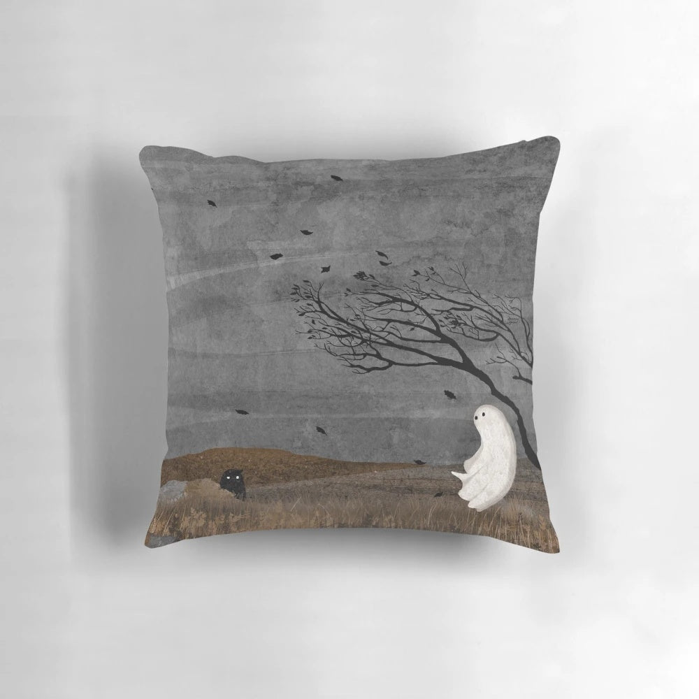 Windy Moor Pillow with ghostly, supernatural landscape design
