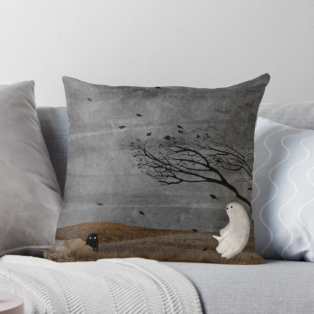 Windy Moor Pillow with ghostly, supernatural landscape design