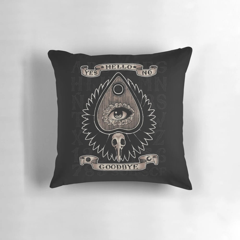 Planchette Pillow with Occult and Spooky Design