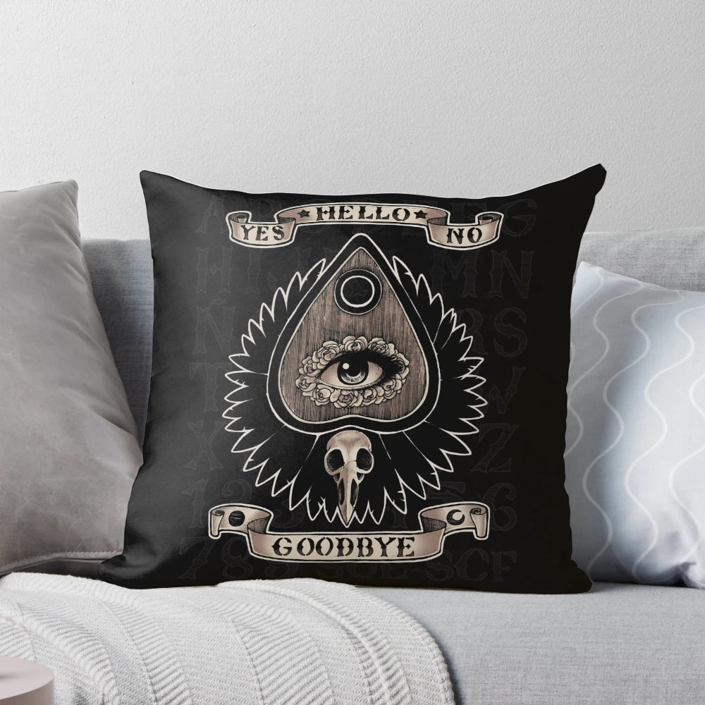 Planchette Pillow with Occult and Spooky Design