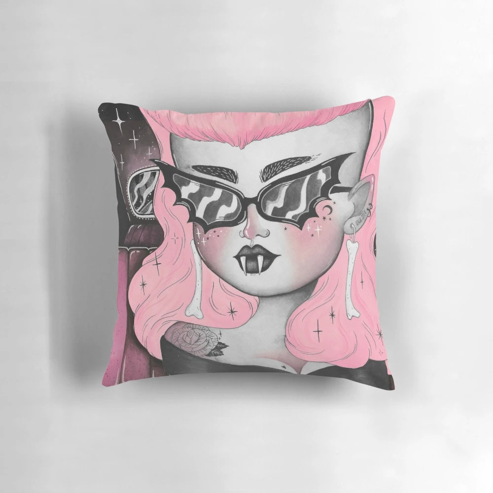 Dark and moody ROUTE 666 horror-themed throw pillow for a spooky, supernatural aesthetic.