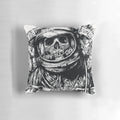 Ghostly floating astronaut in a dark, starry space scene