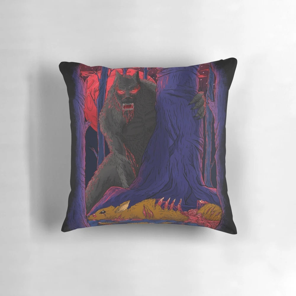 Werewolf Pillow with Blood Moon Design