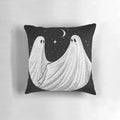 Spooky and romantic gothic-style pillow featuring ghostly embracing couple