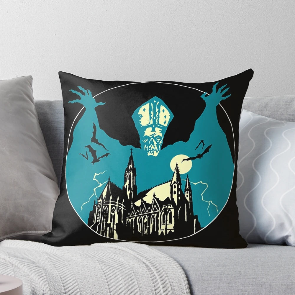 Ghost Opus Vintage Pillow featuring the band's iconic logo and imagery