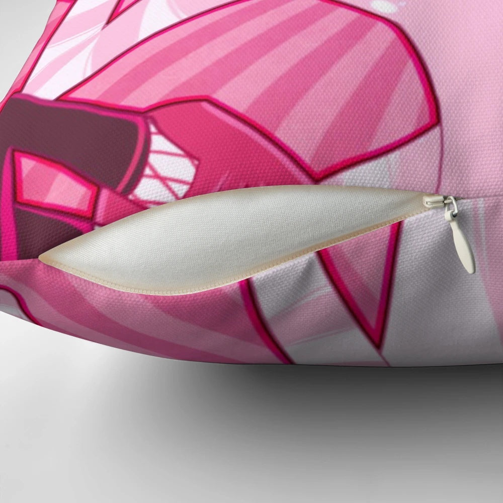 "Soft, plush pillow featuring Hazbin Hotel character Angel Dust in a playful 'Yes Daddy?' pose"