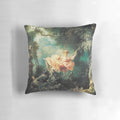 High definition pillow featuring 'The Swing' painting by Baroque artist Jean Honoré Fragonard