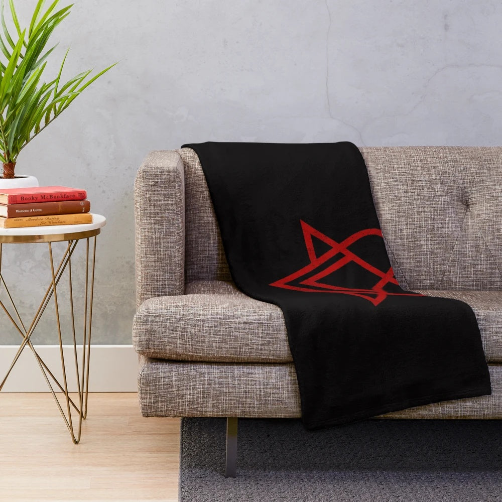 Heartagram inspired plush blanket featuring the iconic HIM band logo
