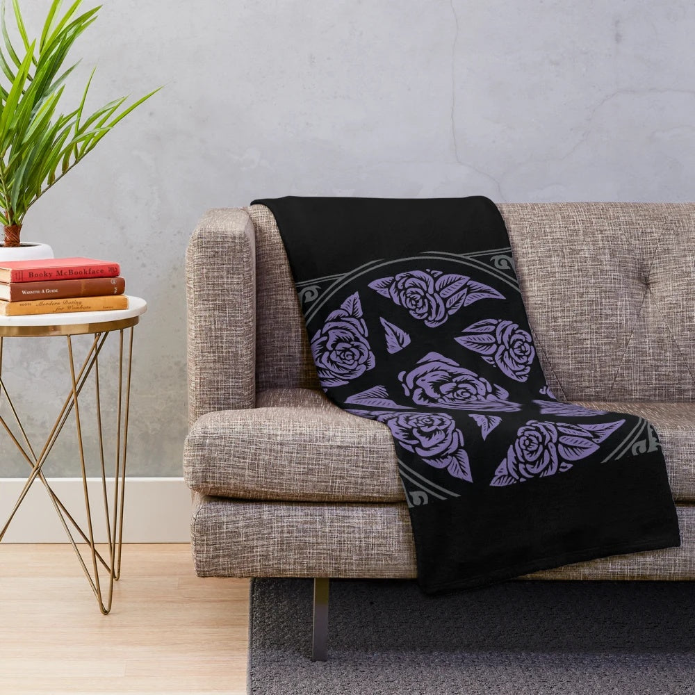 Heartagram inspired plush blanket with purple stroke design
