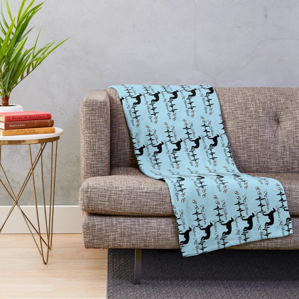 Silken Windhound heartbeat plush blanket with dog silhouette design