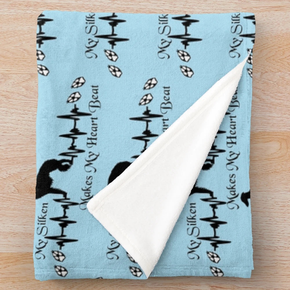 Silken Windhound heartbeat plush blanket with dog silhouette design