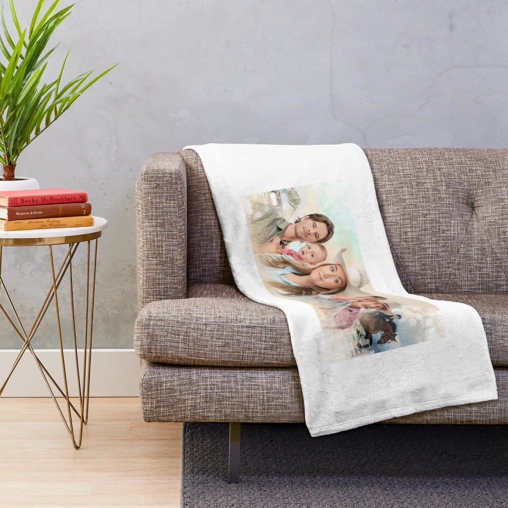 Heartland plush blanket with family and horses