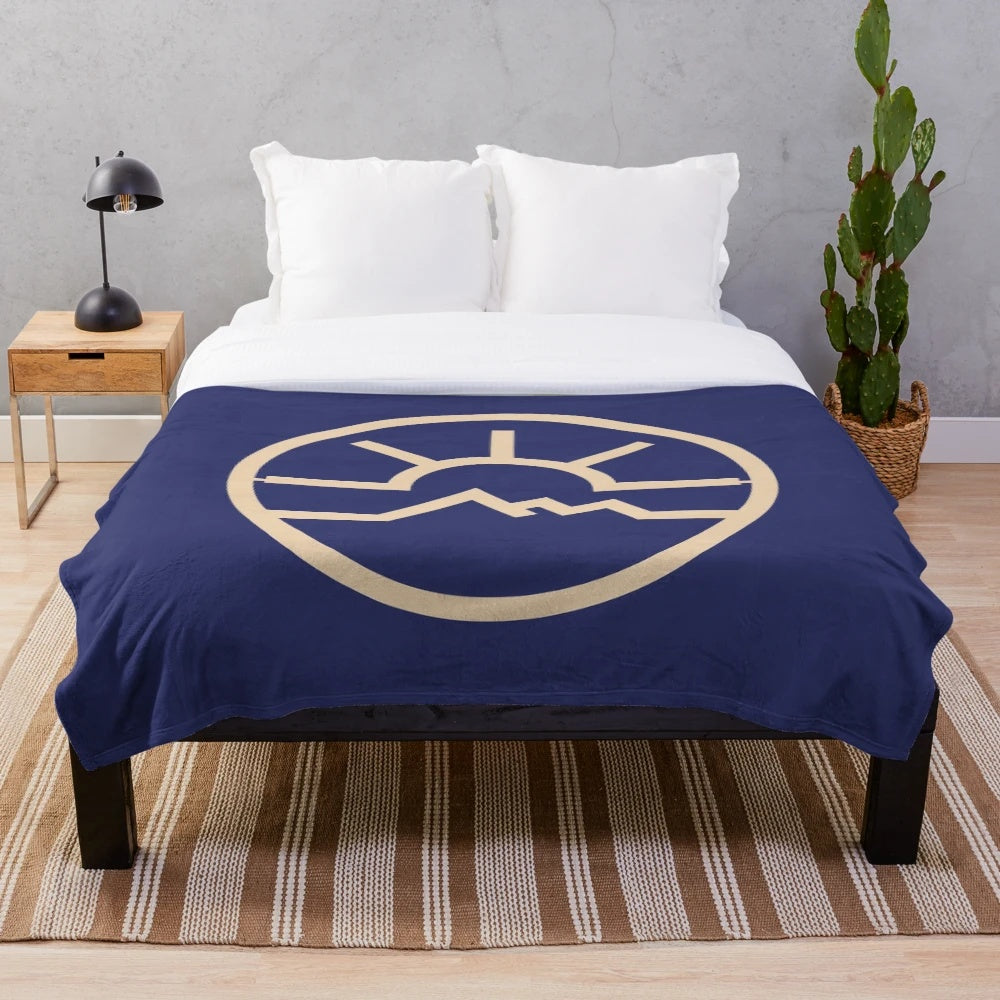 Heartland-inspired plush ranch blanket with horses and ranch imagery
