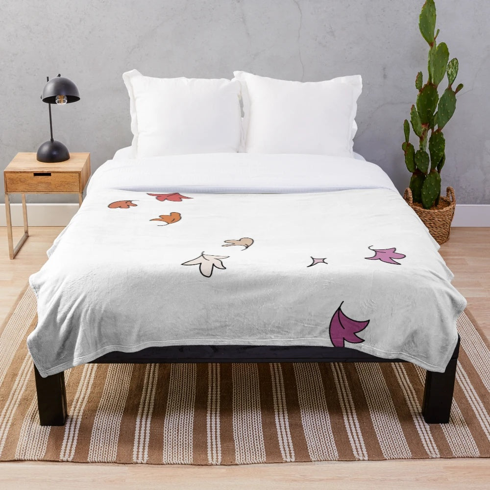 Heartstopper-inspired plush blanket with leaf motif