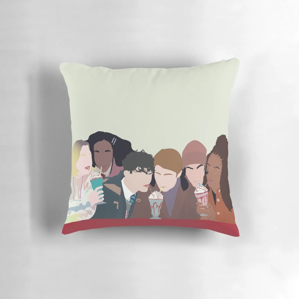 Heartstopper inspired minimal pillow design featuring the main characters