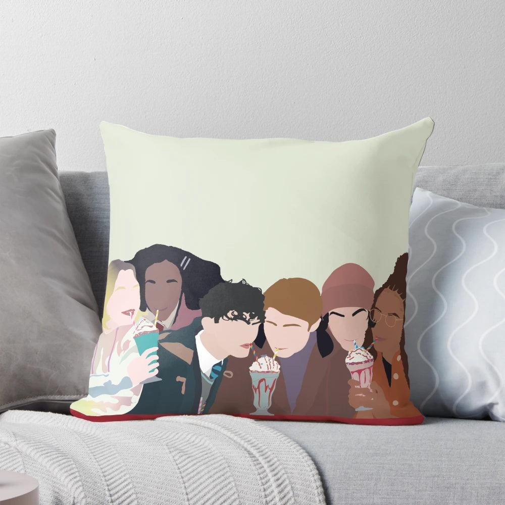 Heartstopper inspired minimal pillow design featuring the main characters
