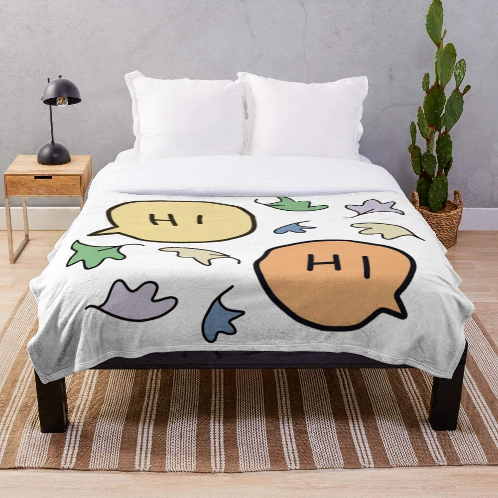 Heartstopper inspired pastel plush blanket with leaves