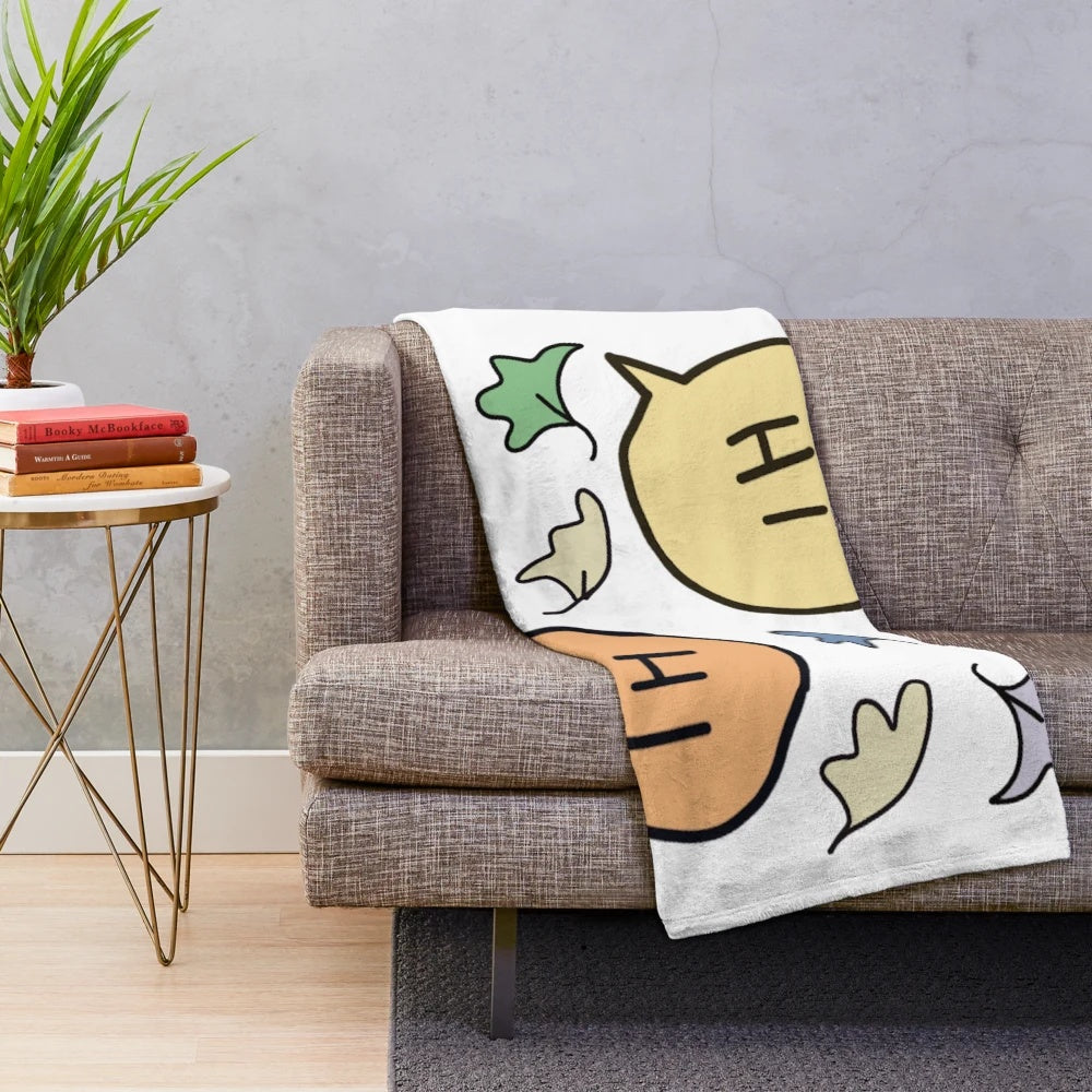 Heartstopper inspired pastel plush blanket with leaves