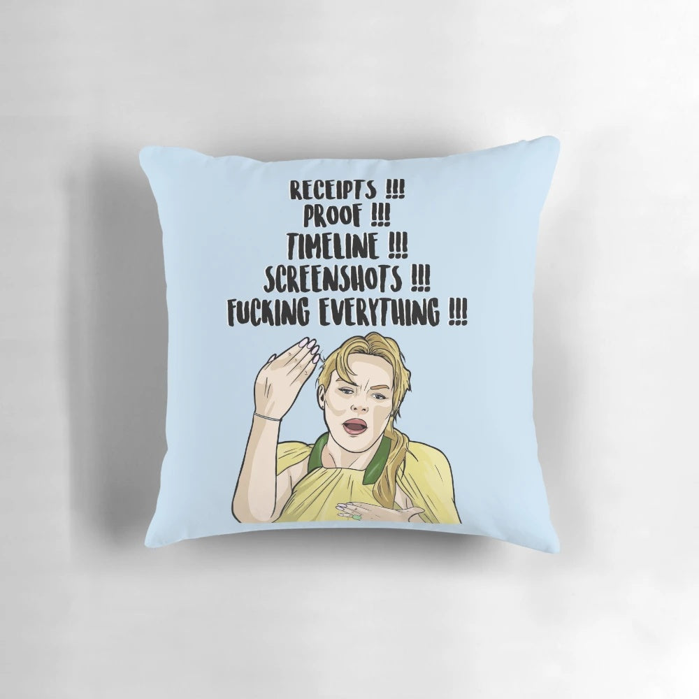 Heather Gay Receipts, Proof & Timeline Pillow - RHOSLC Merchandise