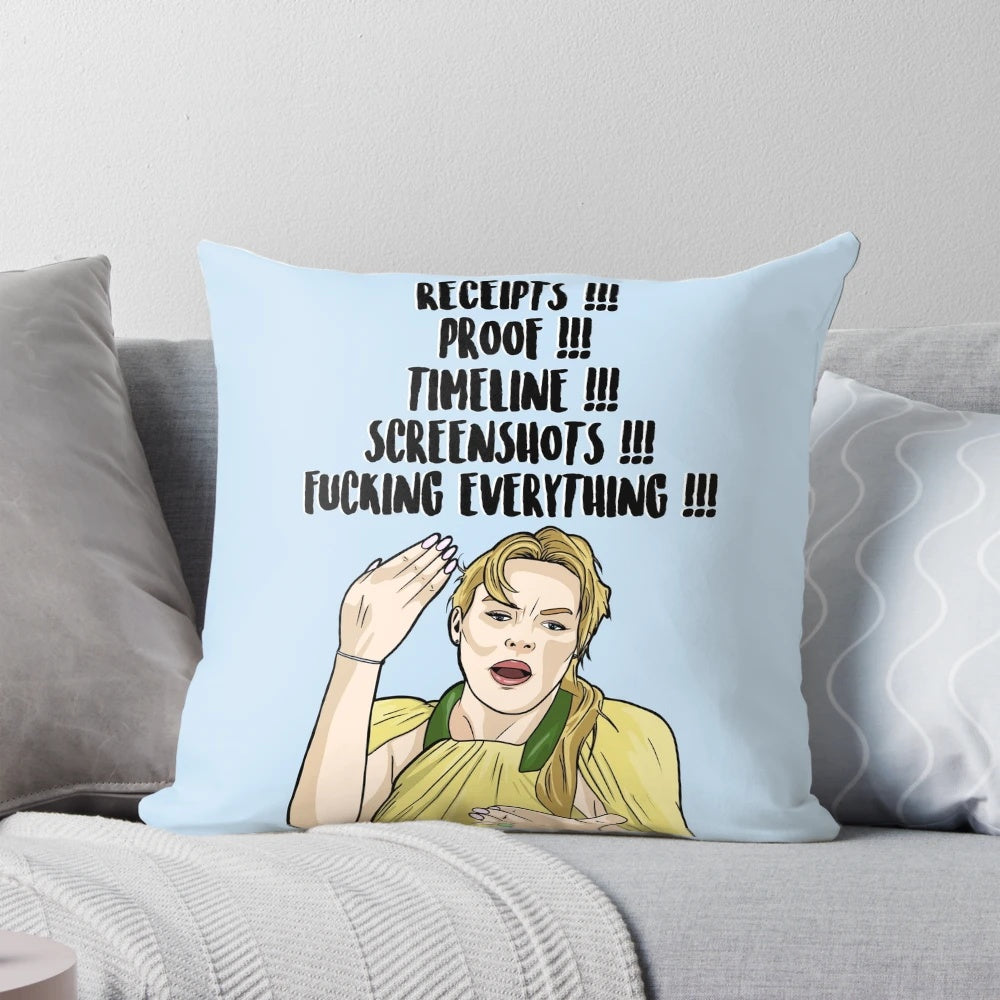 Heather Gay Receipts, Proof & Timeline Pillow - RHOSLC Merchandise
