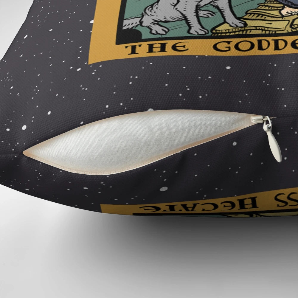 Hecate Triple Moon Goddess Tarot Card Pillow for Witchcraft and Magick