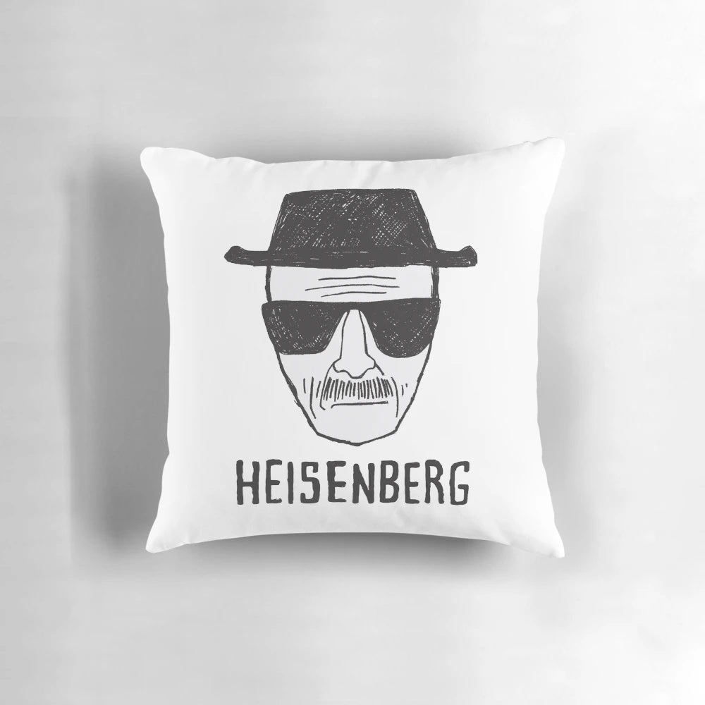 High-quality pillow featuring a drawing of the Heisenberg character from the hit TV series Breaking Bad