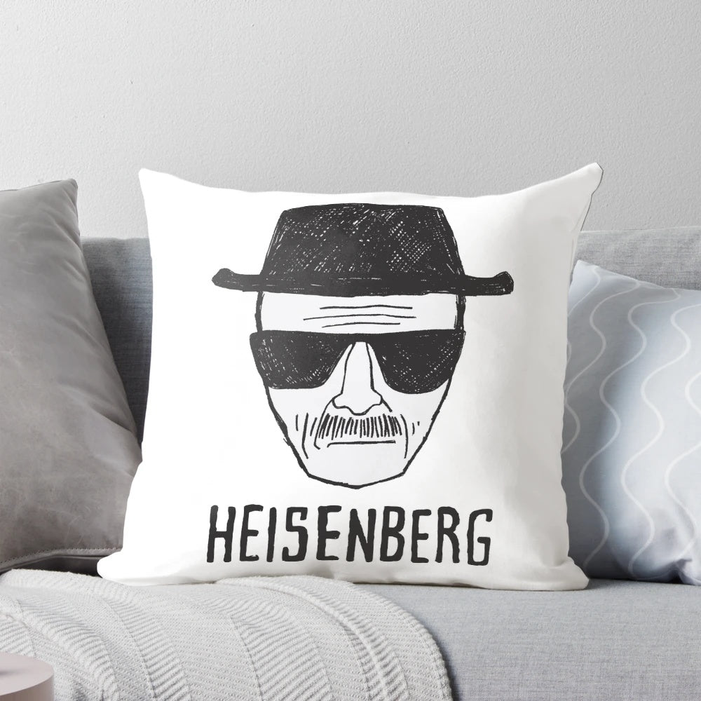 High-quality pillow featuring a drawing of the Heisenberg character from the hit TV series Breaking Bad
