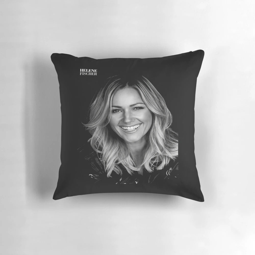 Helene Fischer Pillow featuring a collage-style design inspired by the German pop star