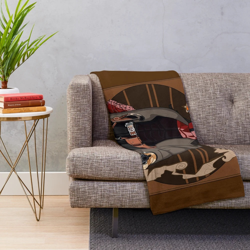 Hellboy Plush Blanket with Demon and Horror Themed Imagery