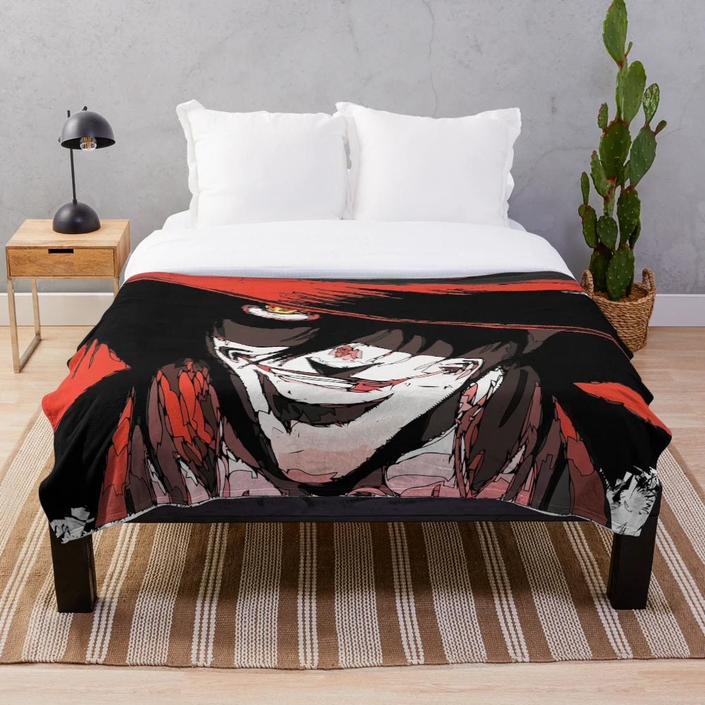Hellsing Alucard inspired plush blanket featuring the iconic anime character