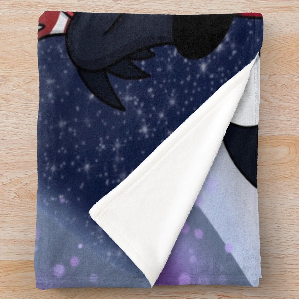 Helluva Boss Blitzo and Stolas plush blanket featuring the characters from the adult animated series