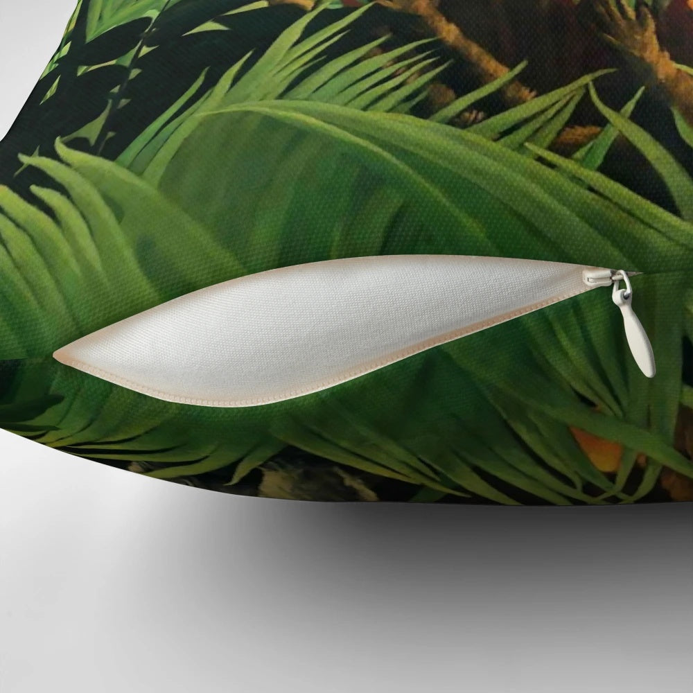 Henri Rousseau's surrealist jungle landscape painting 'Exotic Landscape' printed on a comfortable pillow