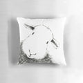 Herdwick sheep pattern pillow, black and white farmhouse-style cushion