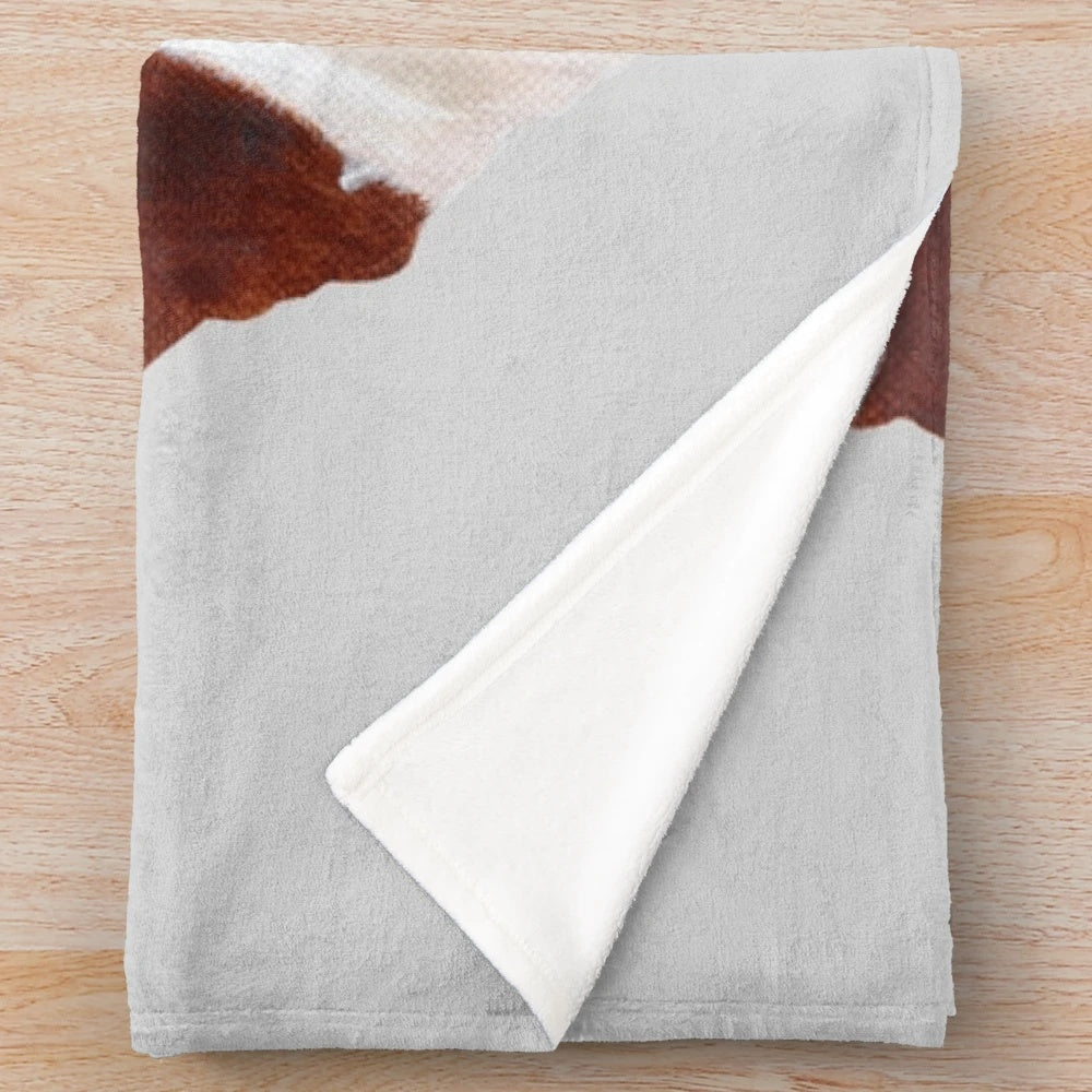 Hereford cow with calf painting on a grey background printed on a plush blanket