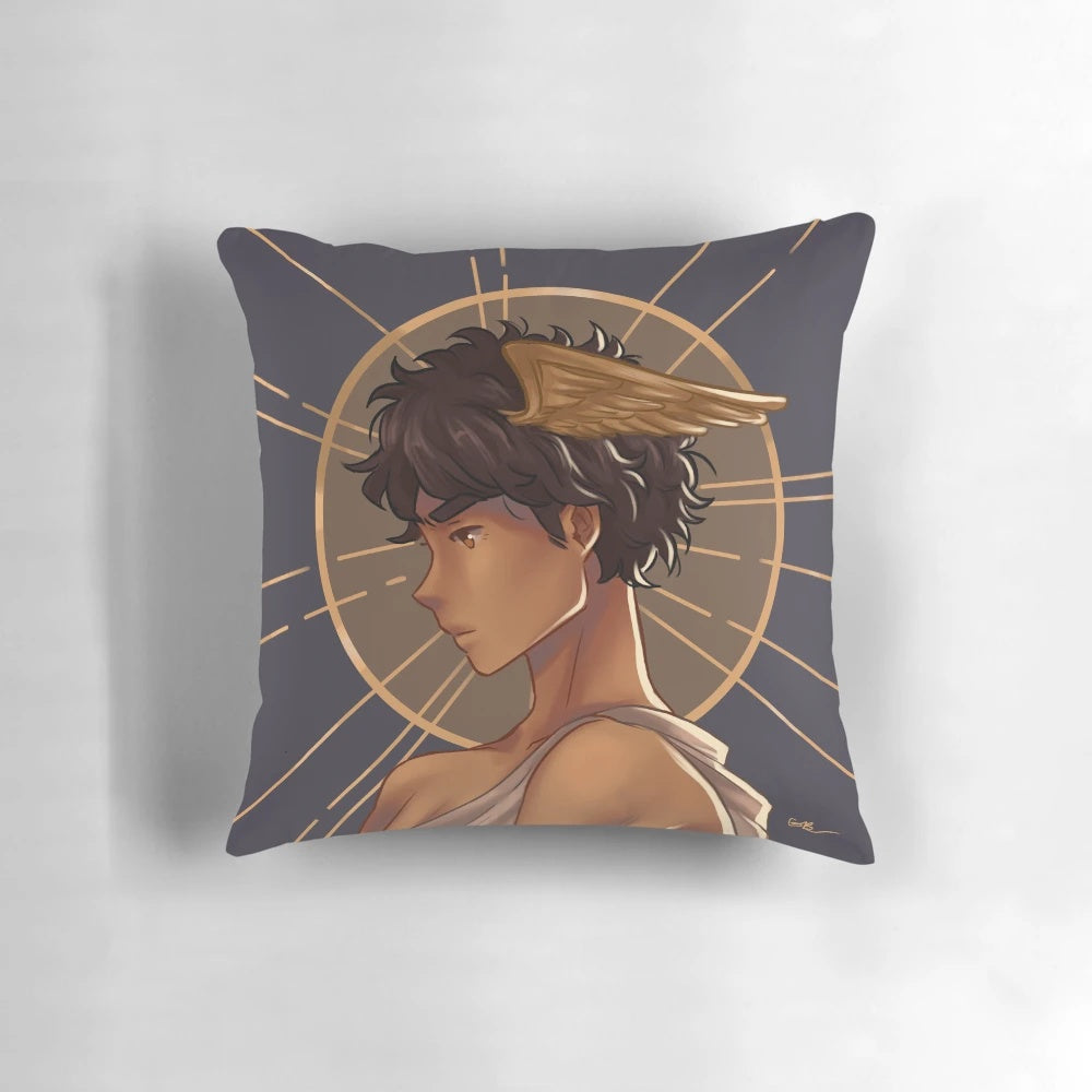 Exquisite Hermes pillow featuring the face of the Greek god Hermes