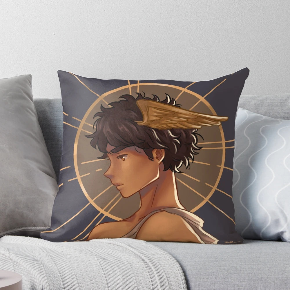 Exquisite Hermes pillow featuring the face of the Greek god Hermes
