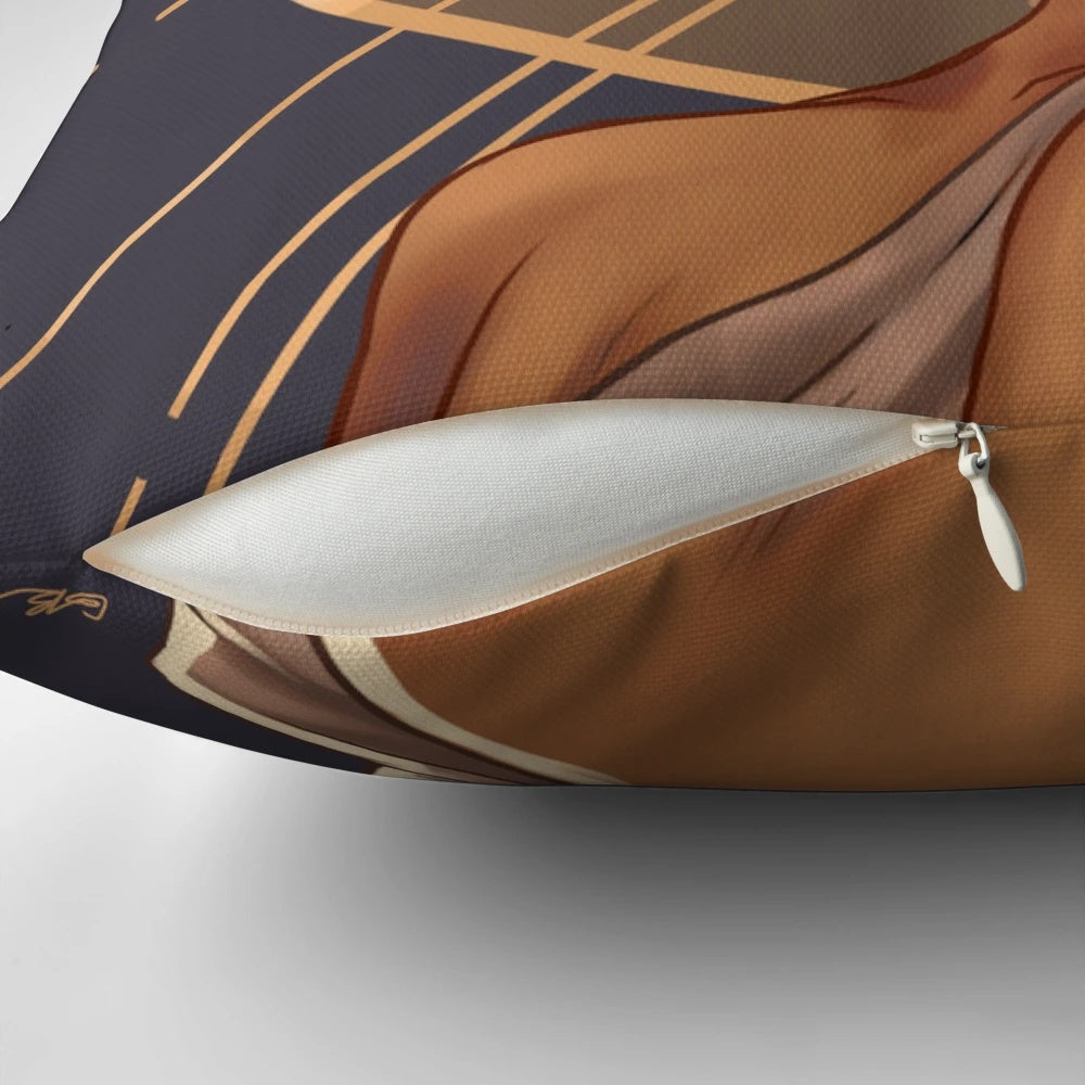 Exquisite Hermes pillow featuring the face of the Greek god Hermes