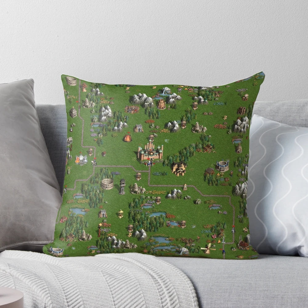 Decorative fantasy-themed pillow featuring the Conflux faction from the video game Heroes of Might and Magic III