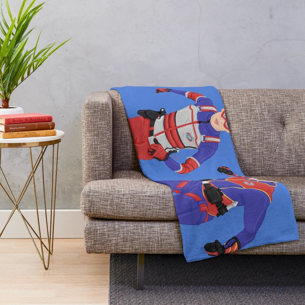 Captain Man and Kid Danger superhero plush blanket featuring digital fanart