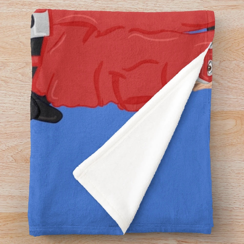 Captain Man and Kid Danger superhero plush blanket featuring digital fanart