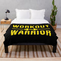 Warrior-themed plush blanket with black and gold design