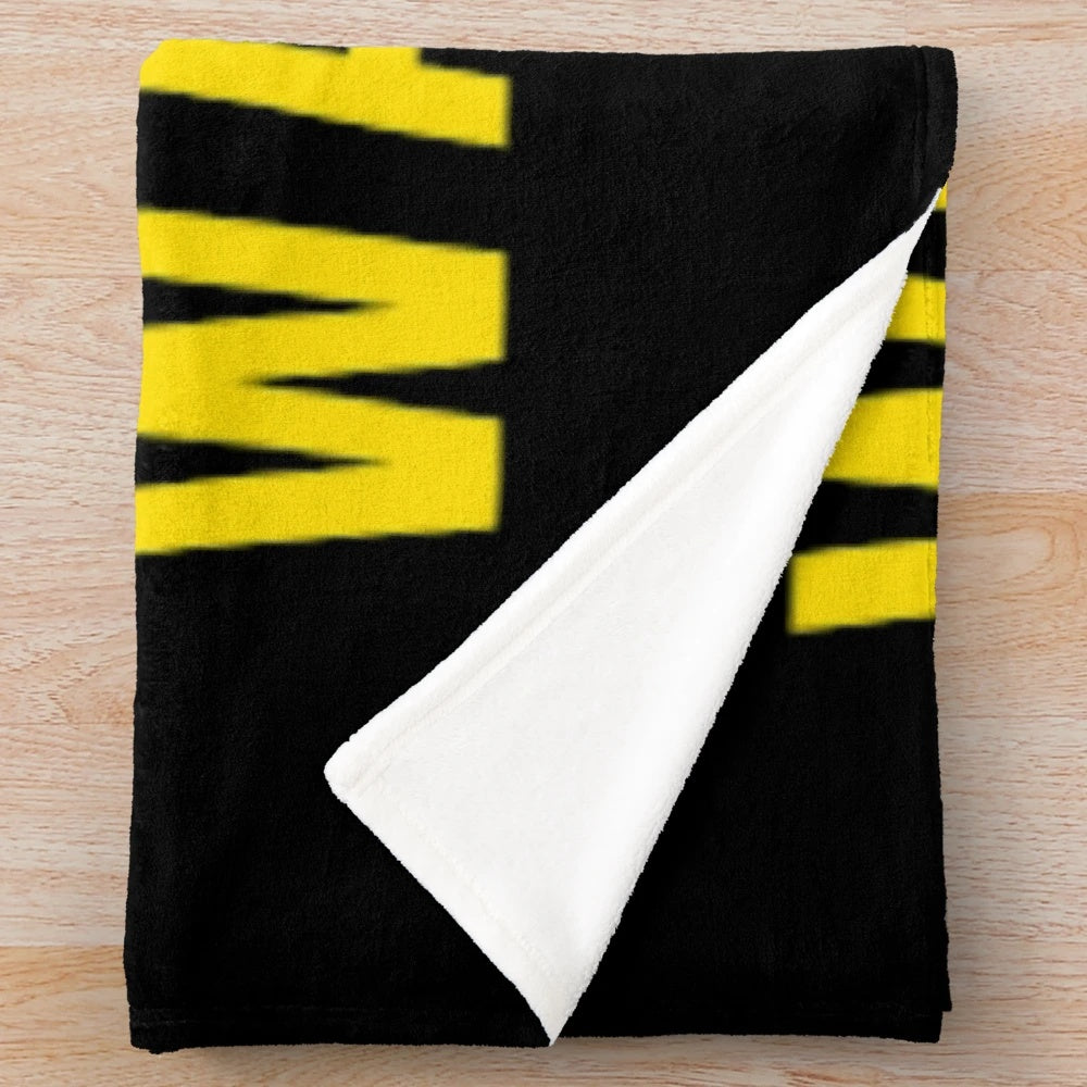 Warrior-themed plush blanket with black and gold design