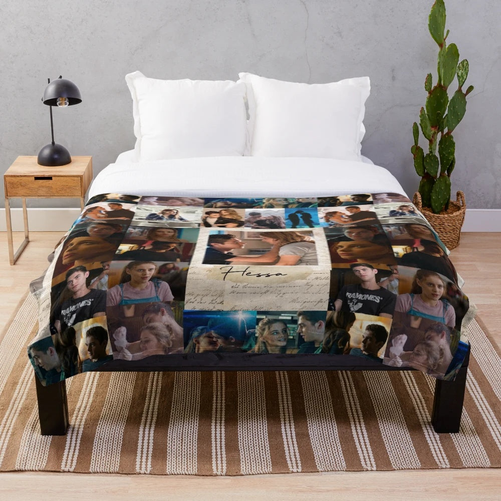 Hessa Inspired Plush Blanket with Collage Design