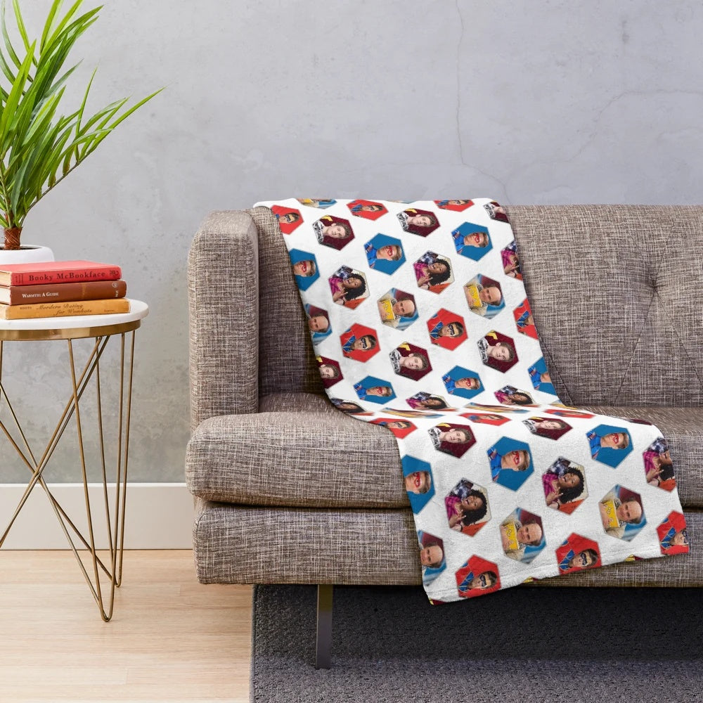 Hexagon plush blanket featuring characters from the TV show Henry Danger