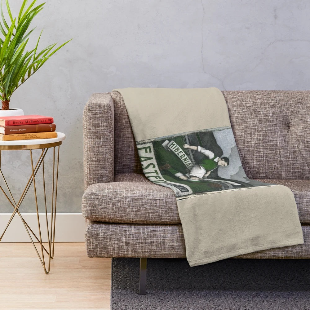 Hibernian FC-inspired plush blanket with the club's colors and logo