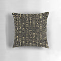 Black and gold hieroglyphics pattern decorative throw pillow