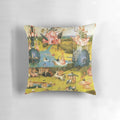 Throw pillow featuring Hieronymus Bosch's famous painting "The Garden of Earthly Delights