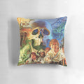 A high-contrast, vibrant pixel art pillow featuring the iconic characters and scenes from the classic adventure game, "The Secret of Monkey Island".